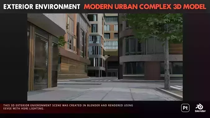 Modern Urban Complex 3D model 6