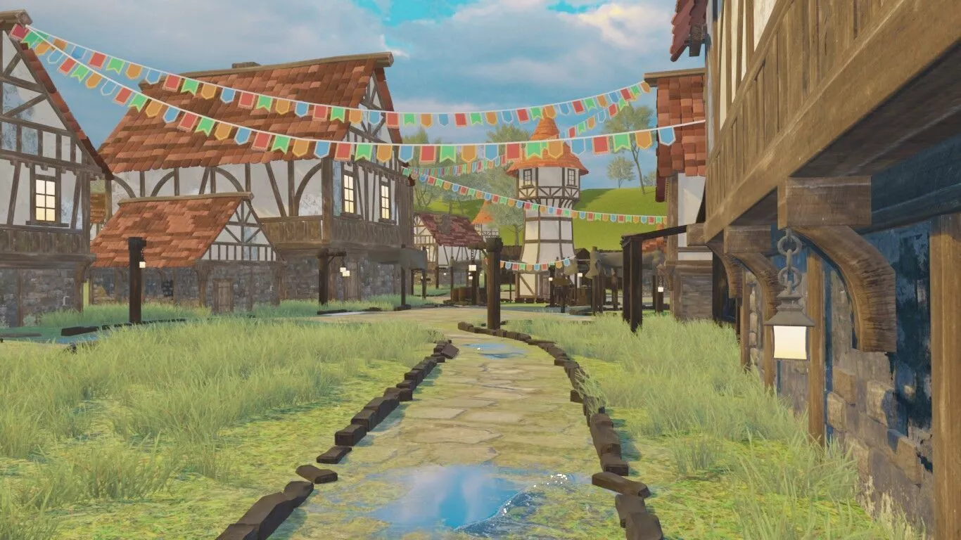 Scenic Coastal Village 3D model