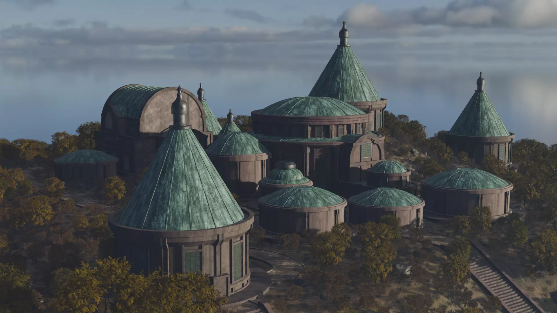 Futuristic Village In Autumn Hues 3D model