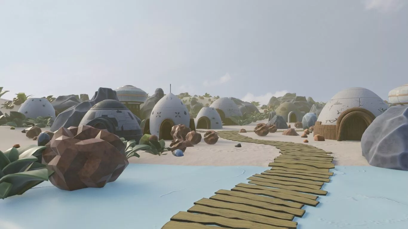 Coastal Village Layout 3D model