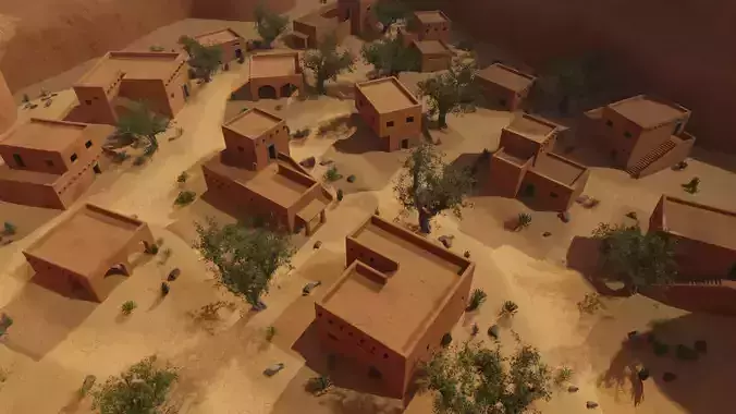 3D model Desert Oasis Village VR / AR / low-poly | CGTrader