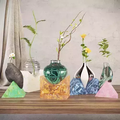 Composition set of marble vases