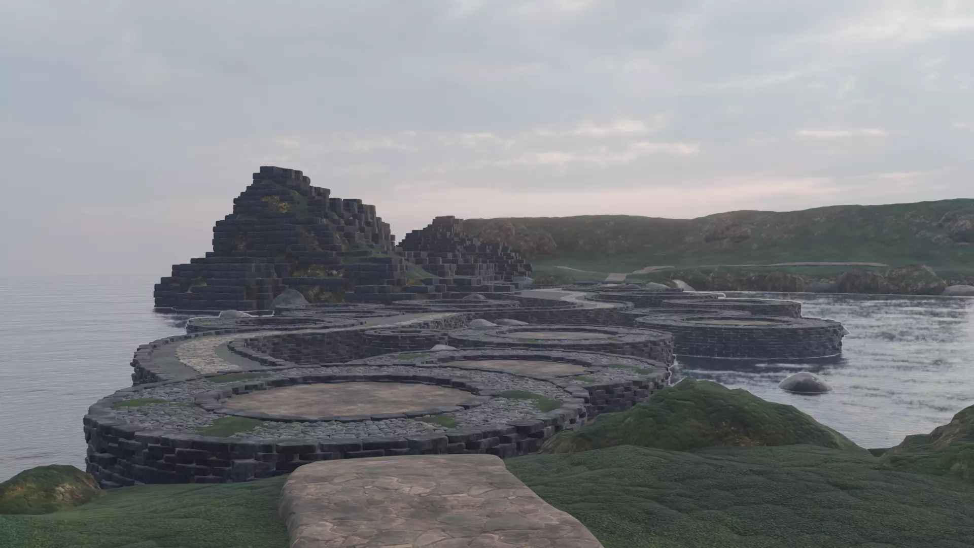 Misty Coastal Pathways 3D model