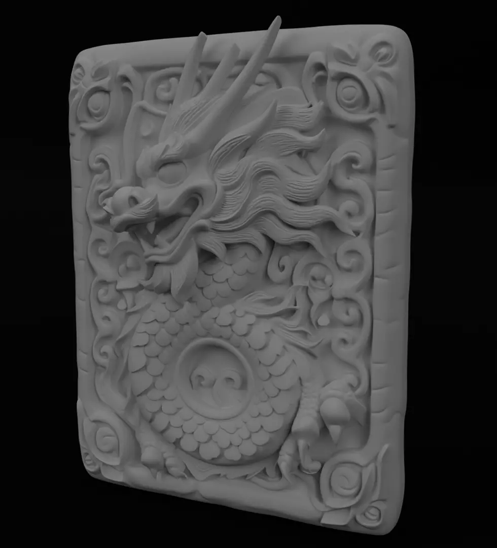 Chinese Dragon Chart Relief Detalized 3D model for 3D print 3D print model