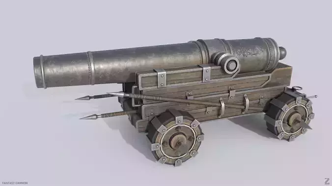 Fantasy cannon Low-poly 3D model