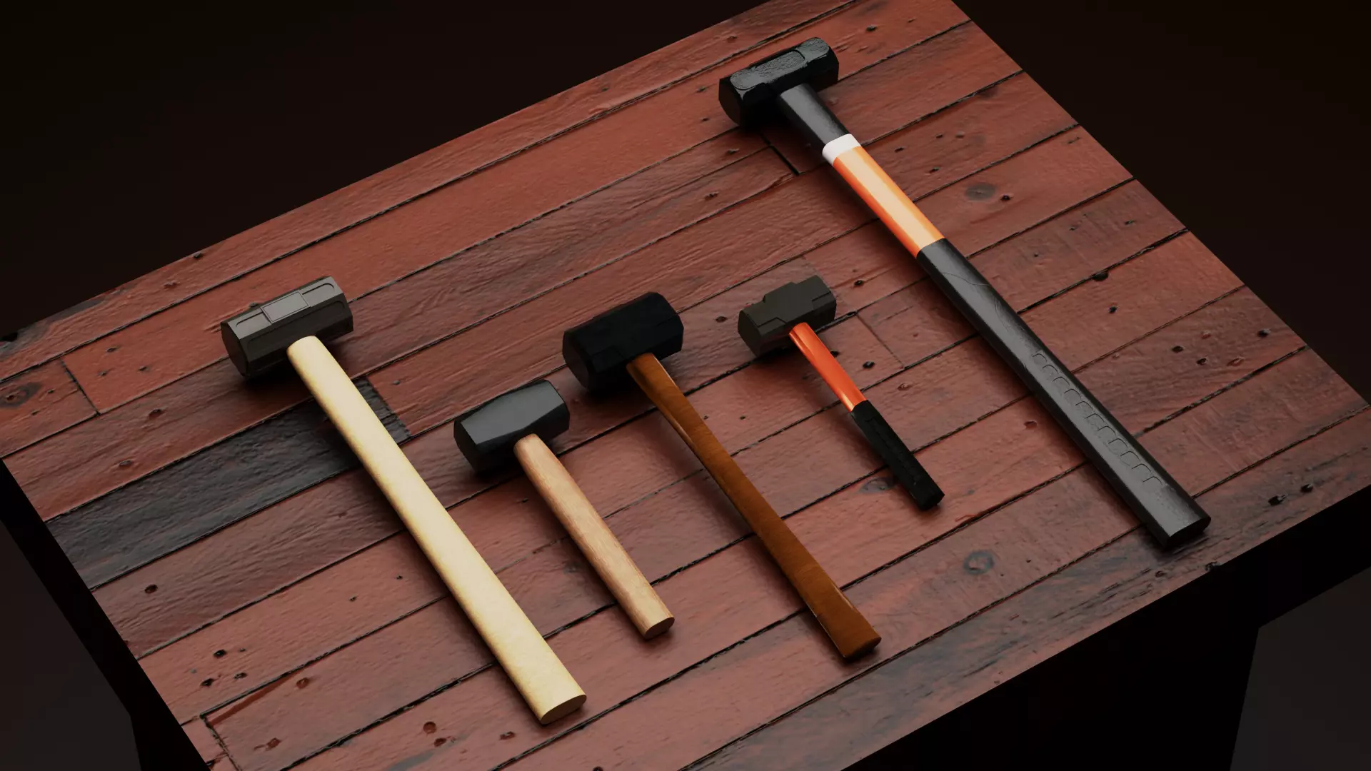 Pack of Steel Sledge Hammer 3D model