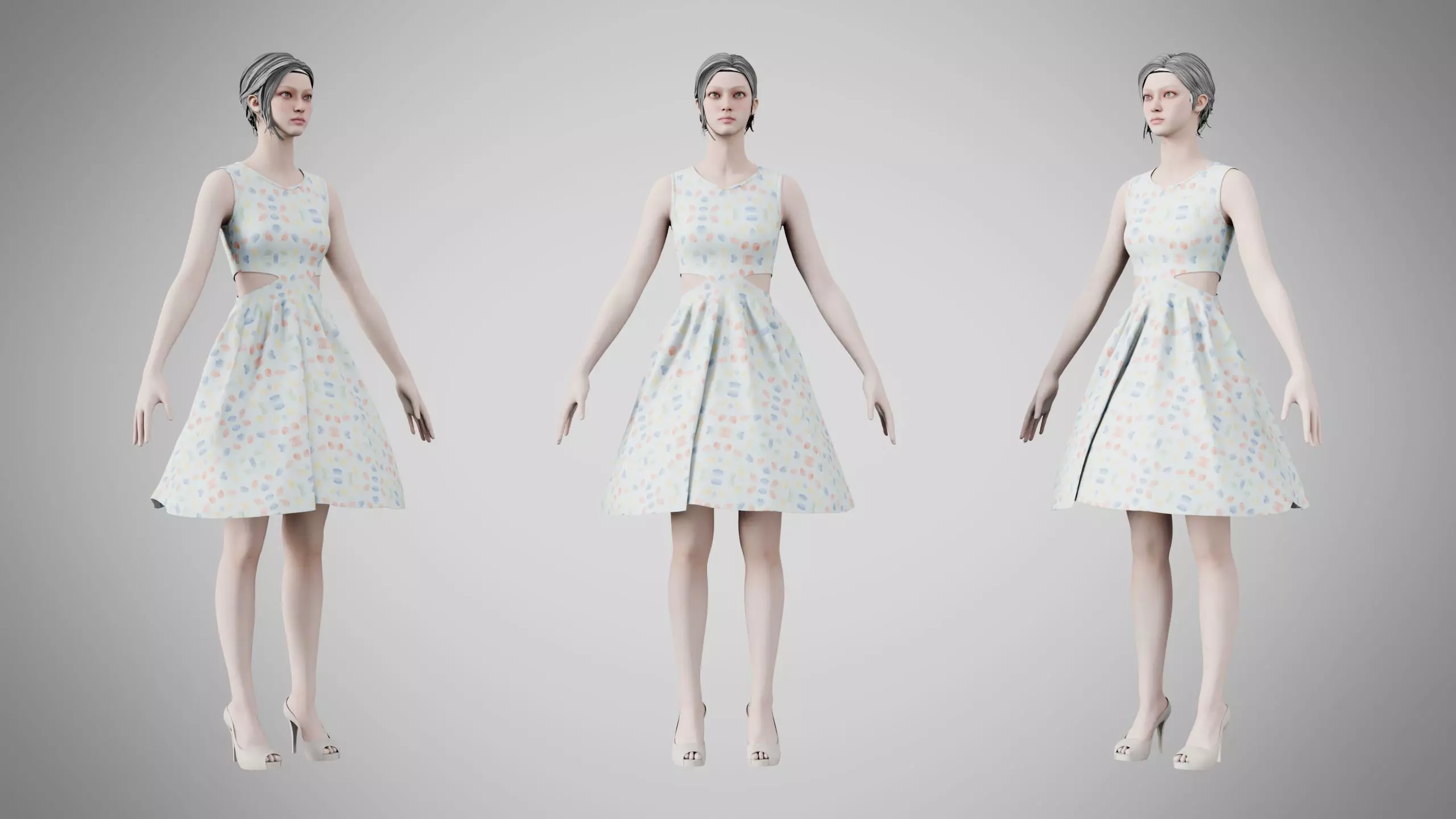 Dress 33 Aqua Meadow Mosaic Low-poly 3D model