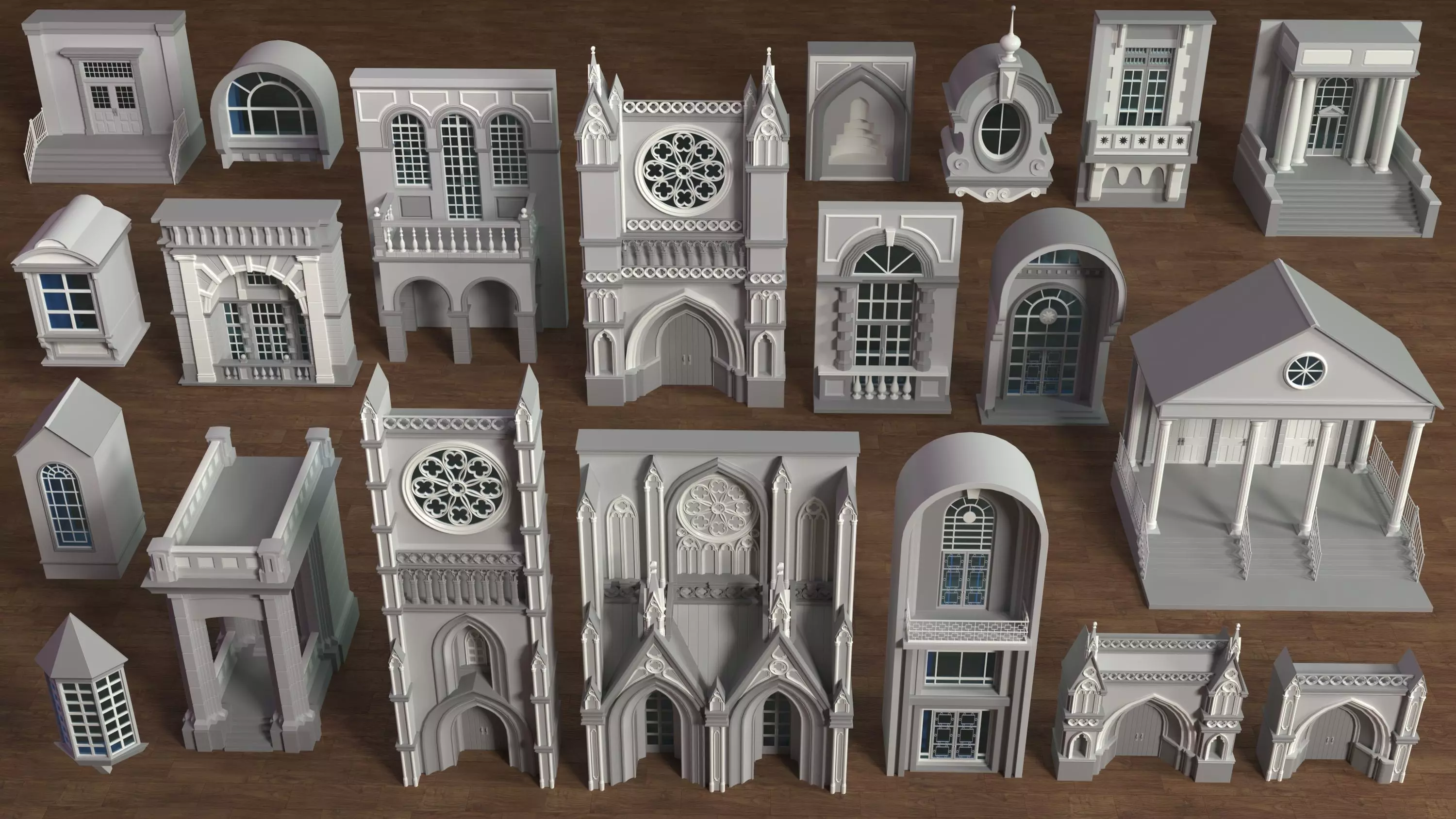 Building Facade Collection 10 - 21 pieces 3D model