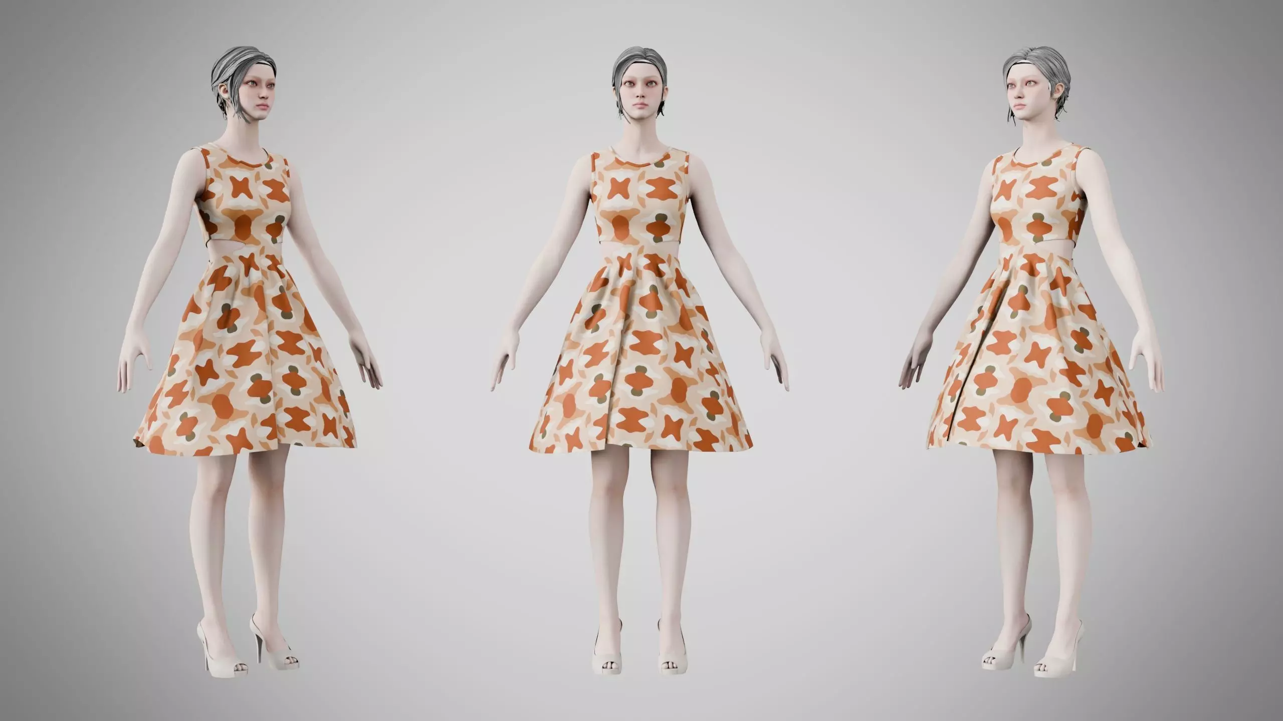 Dress 33 Warm Geometric Organic Low-poly 3D model