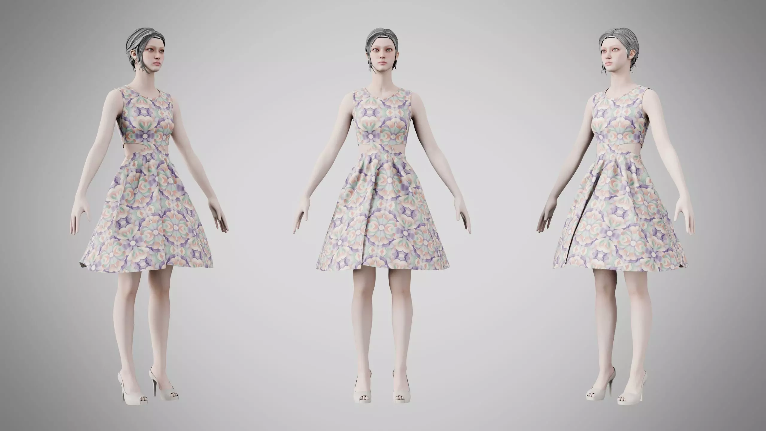 Dress 33 Whimsical Loop Mosaic Low-poly 3D model