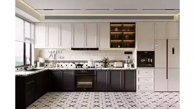 French Light Luxury Kitchen 3D model