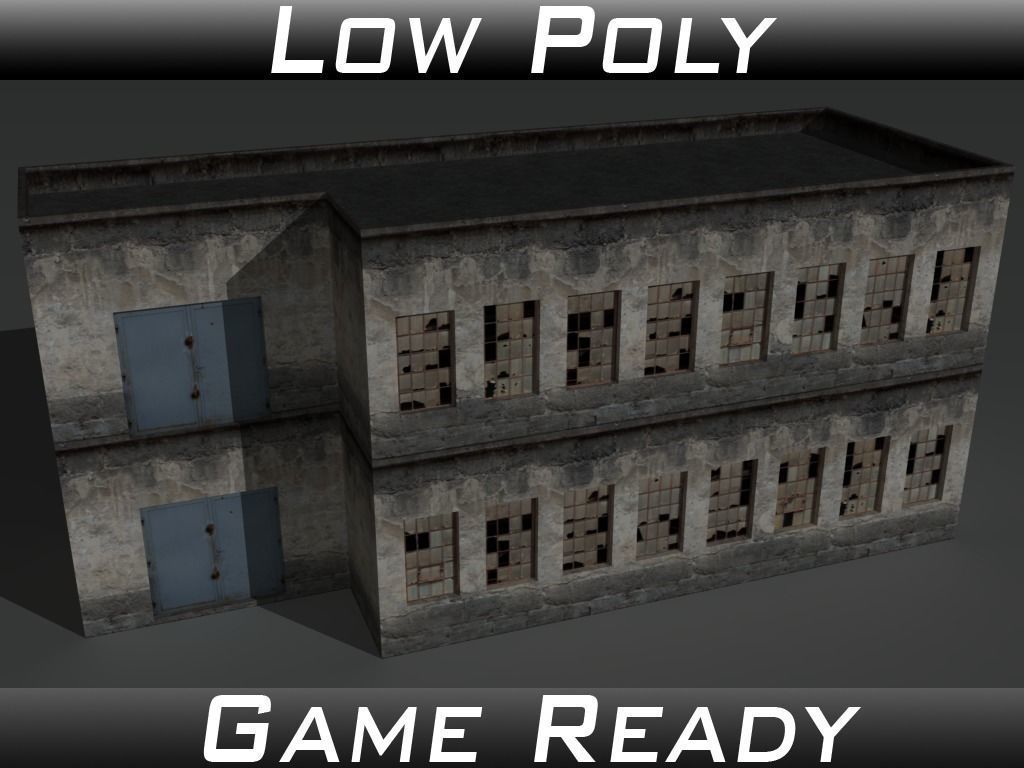 Derelict Building 2 Low-poly 3D model_0