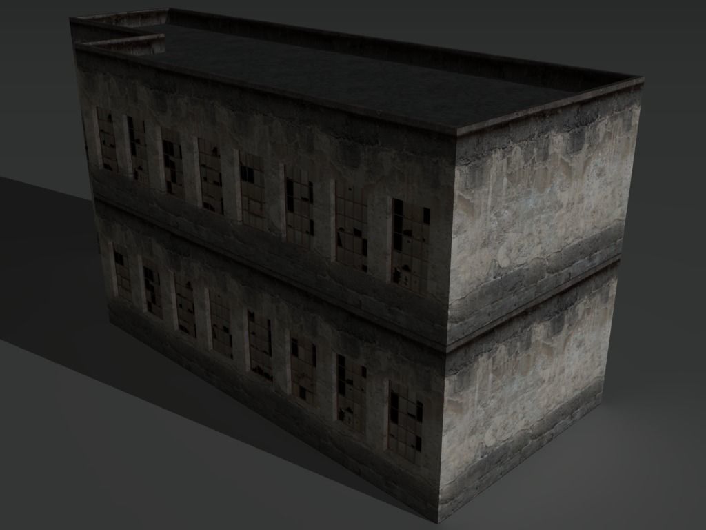 Derelict Building 2 Low-poly 3D model_2