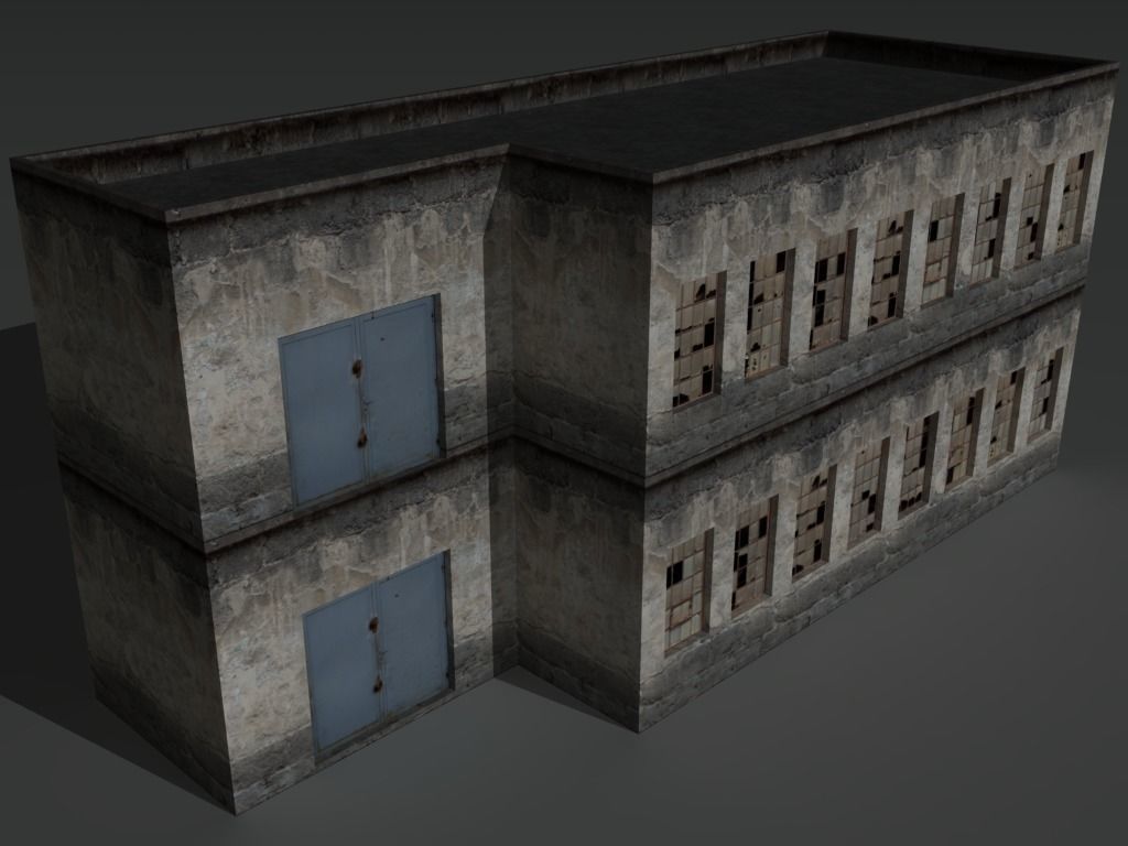 Derelict Building 2 Low-poly 3D model_8