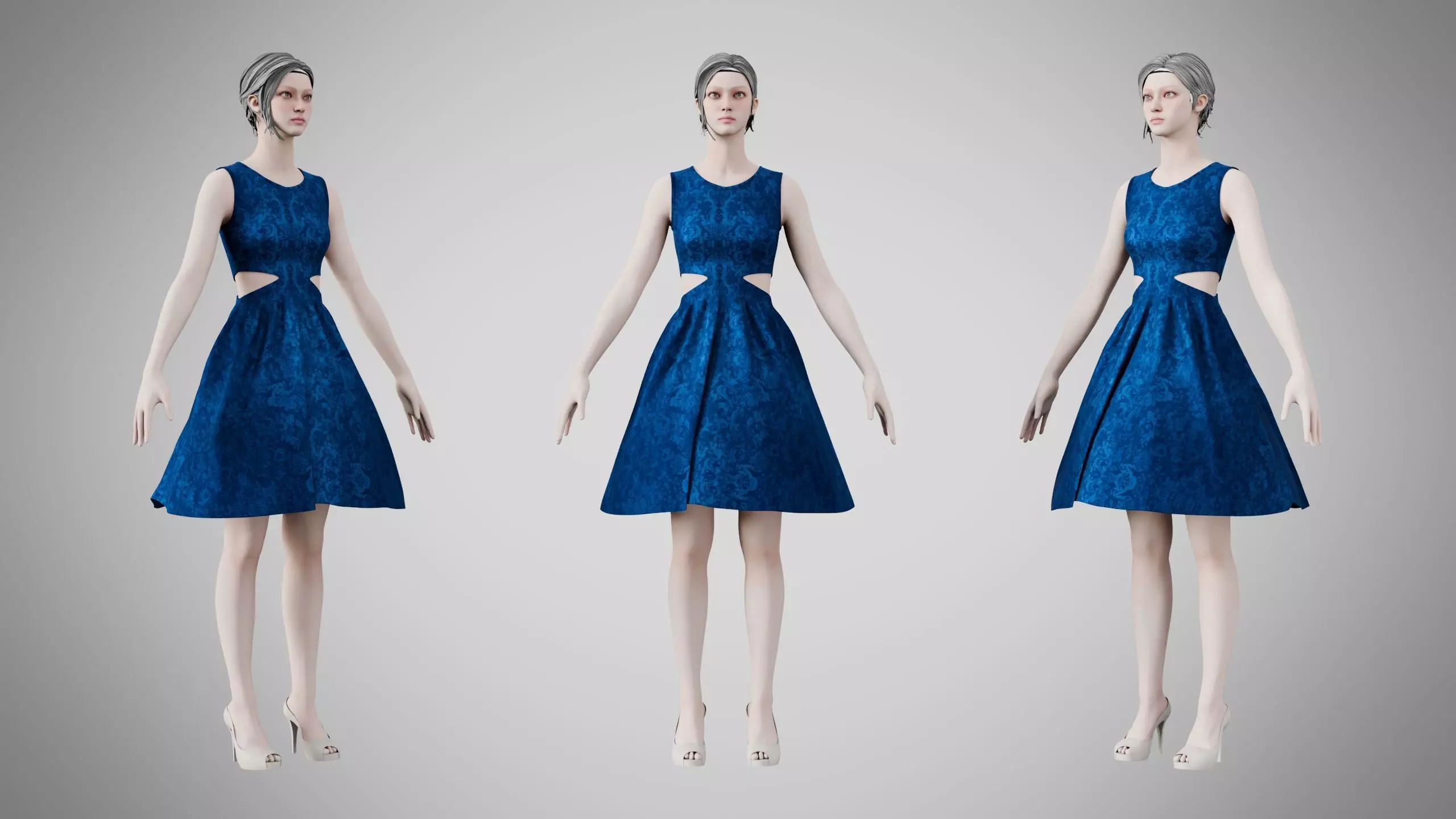 Dress 33 Sapphire Mist Velvet Low-poly 3D model