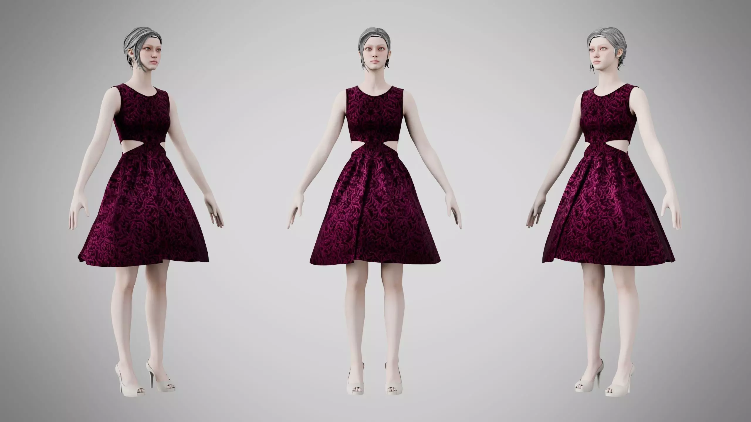Dress 33 Velvet Plum Dream Low-poly 3D model