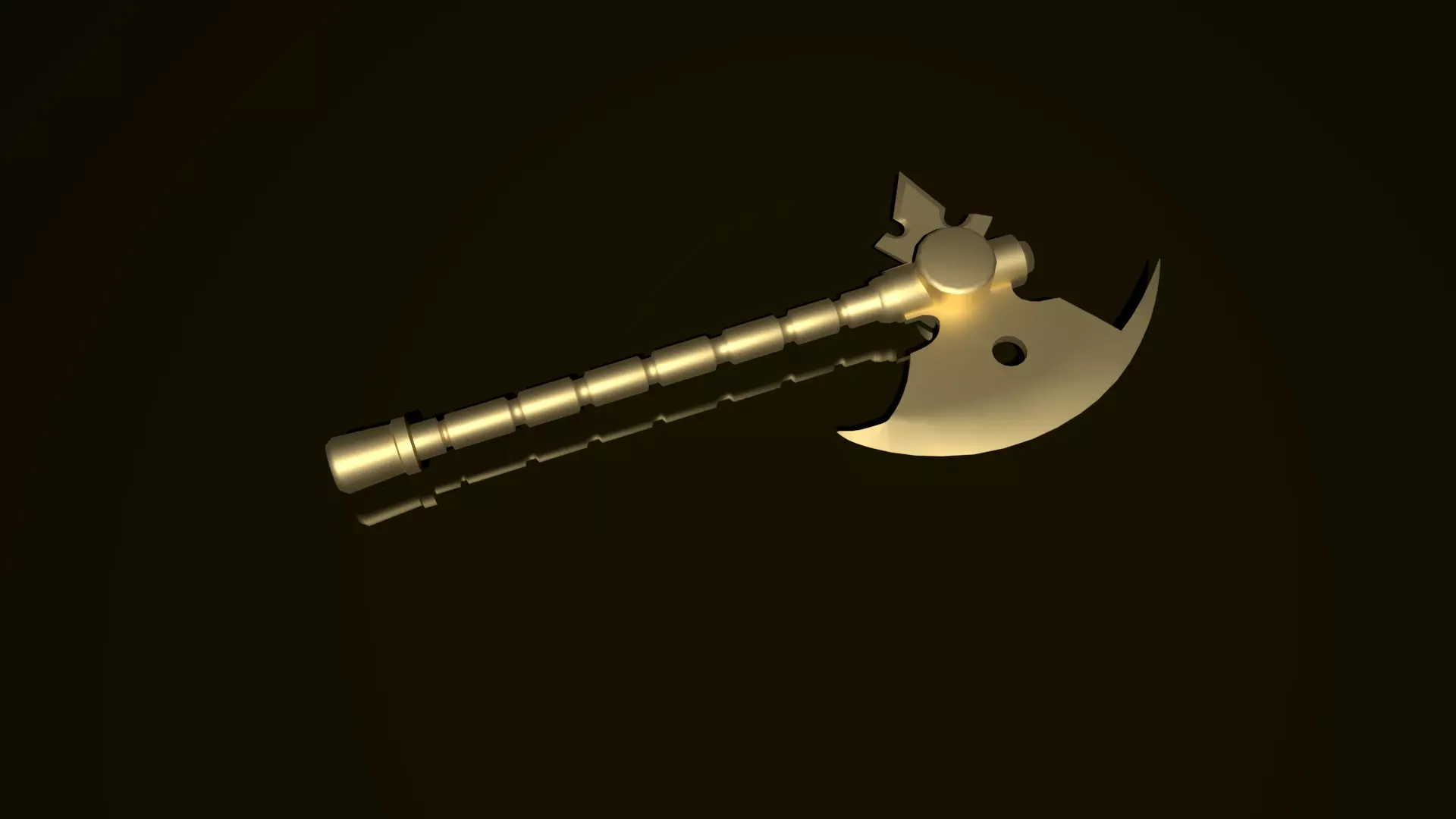 Fantasy Golden Battle Axe Medieval Game Ready 3D Weapon Low-poly 3D model