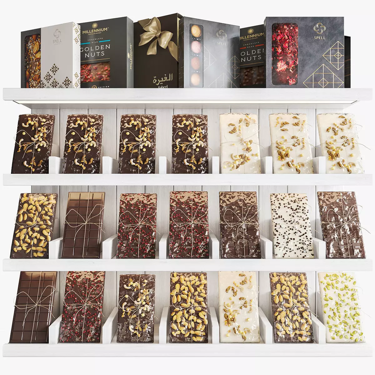 Showcase with chocolate 3D model