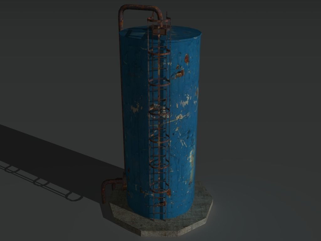Industrial Tank 2 Low-poly 3D model_1