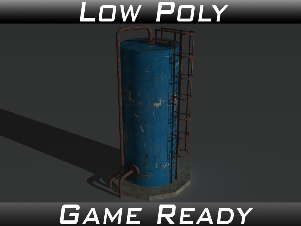 Industrial Tank 2 Low-poly 3D model_0