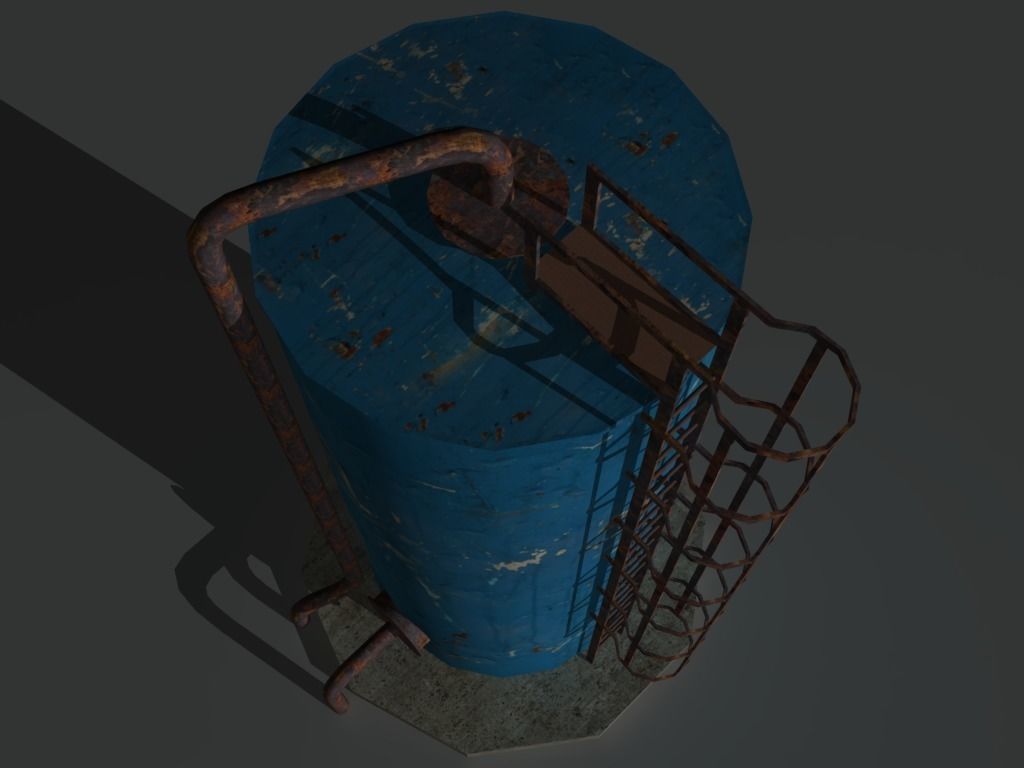 Industrial Tank 2 Low-poly 3D model_9