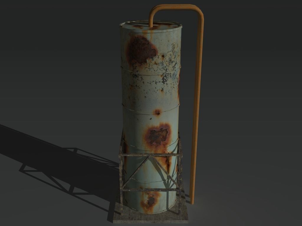 Industrial Tank 4 Low-poly 3D model_5