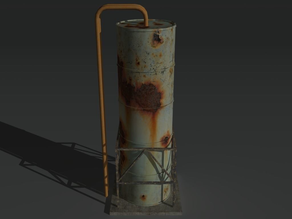 Industrial Tank 4 Low-poly 3D model_1