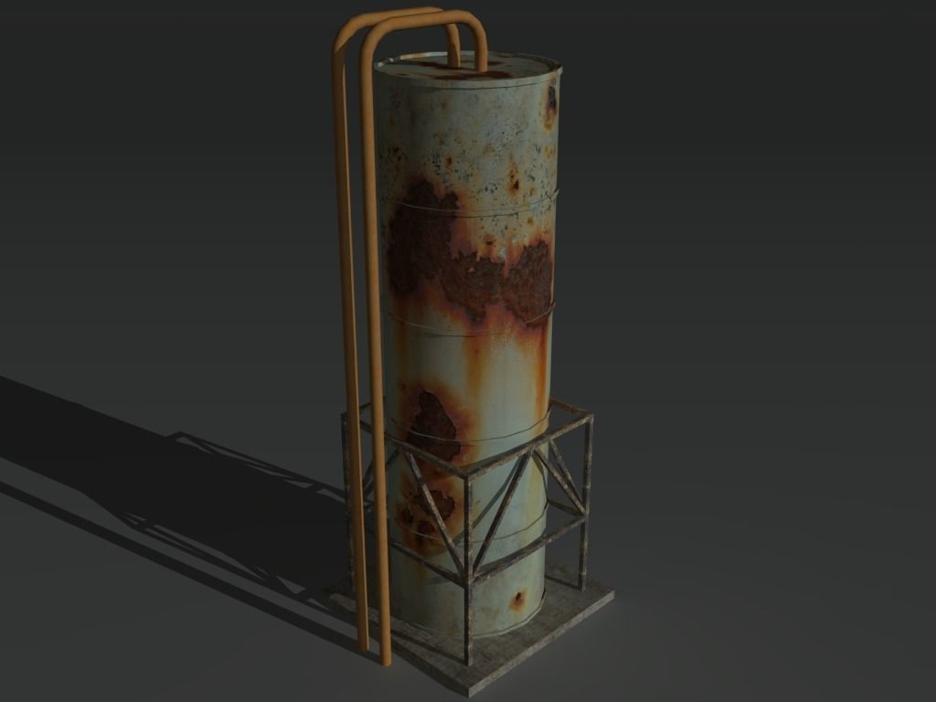 Industrial Tank 4 Low-poly 3D model_8