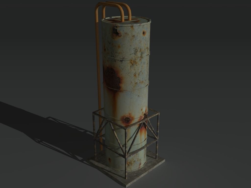 Industrial Tank 4 Low-poly 3D model_2