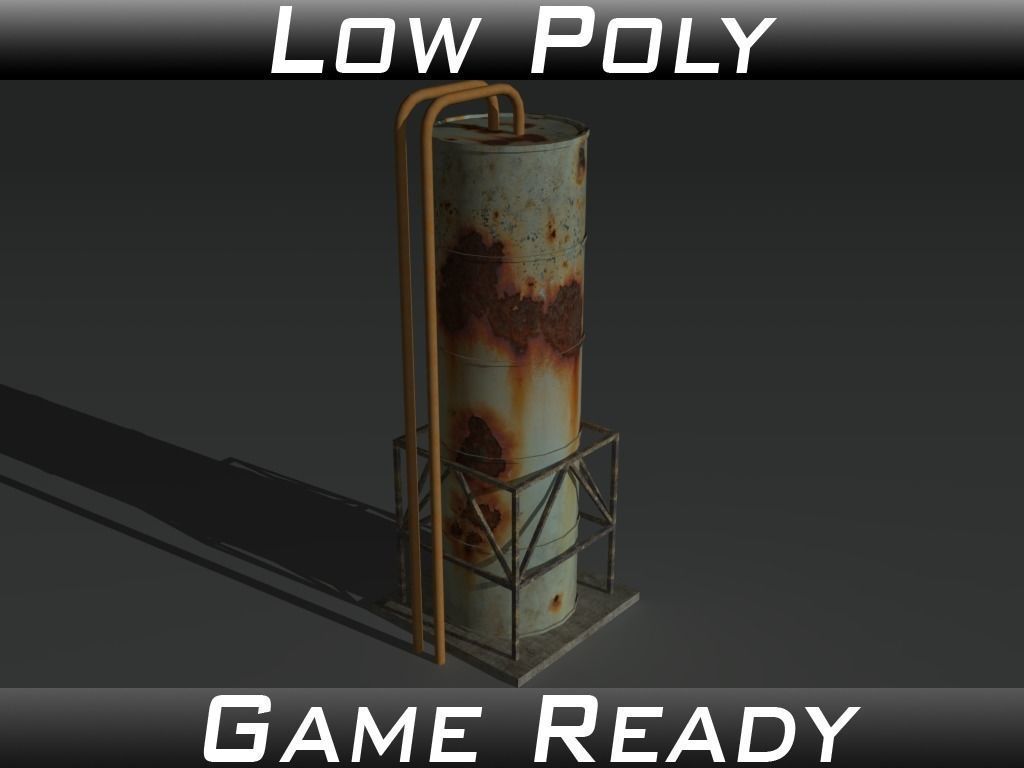 Industrial Tank 4 Low-poly 3D model_0