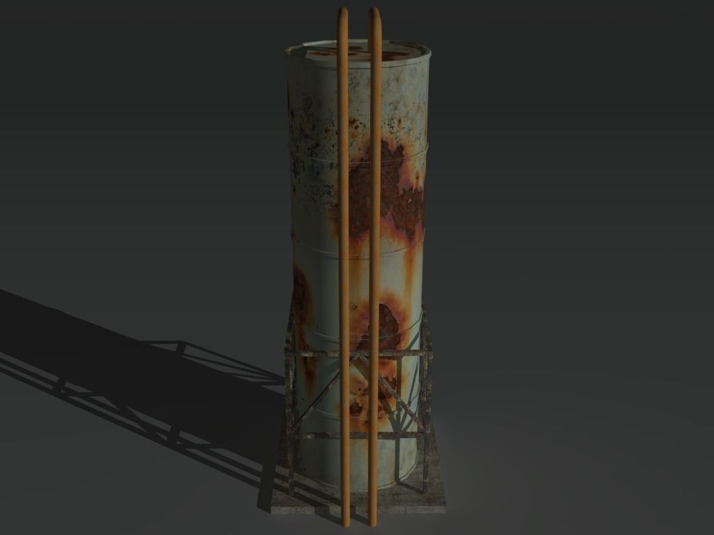 Industrial Tank 4 Low-poly 3D model_7