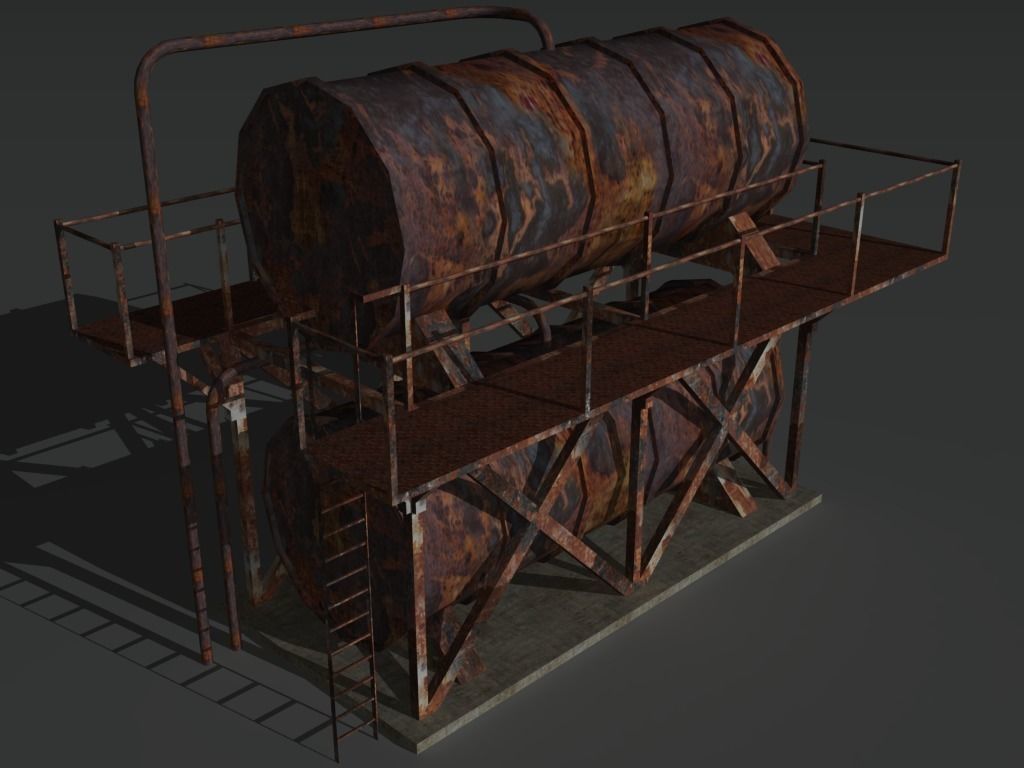 Industrial Tank 8 Low-poly 3D model_8