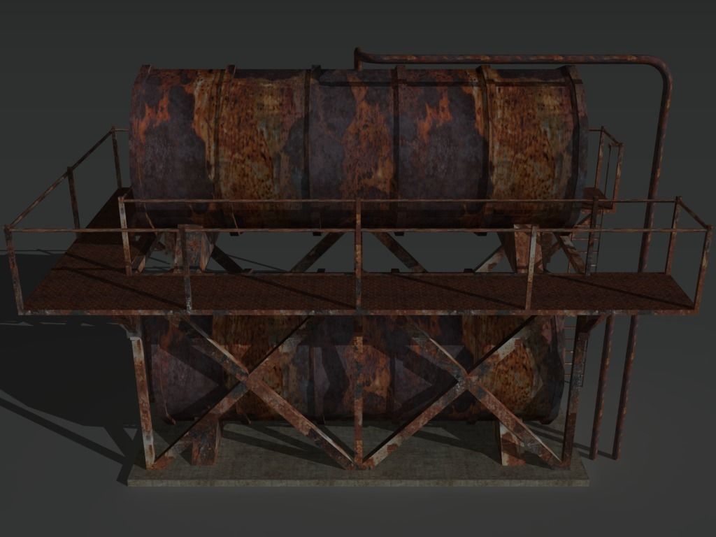 Industrial Tank 8 Low-poly 3D model_5