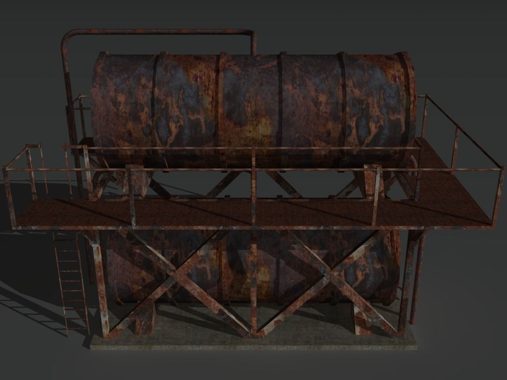 Industrial Tank 8 Low-poly 3D model_1