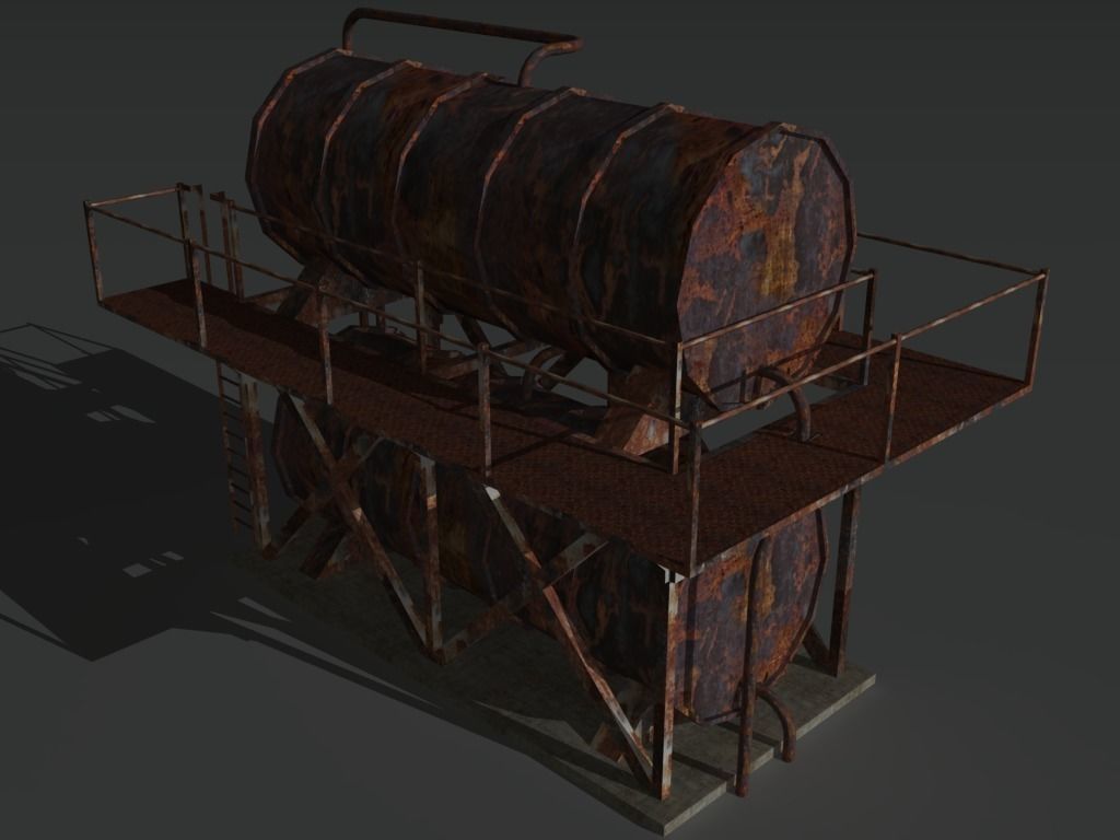 Industrial Tank 8 Low-poly 3D model_2