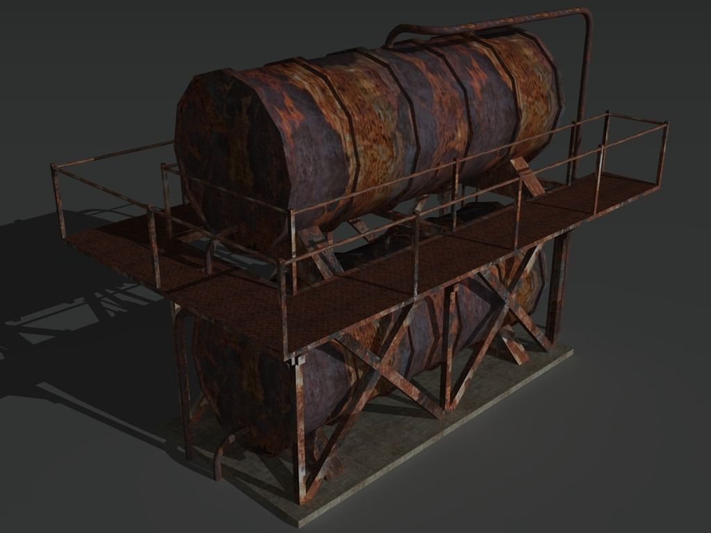 Industrial Tank 8 Low-poly 3D model_4