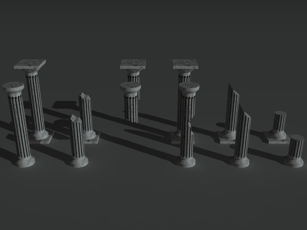 Ruined Columns 1 Low-poly 3D model_5