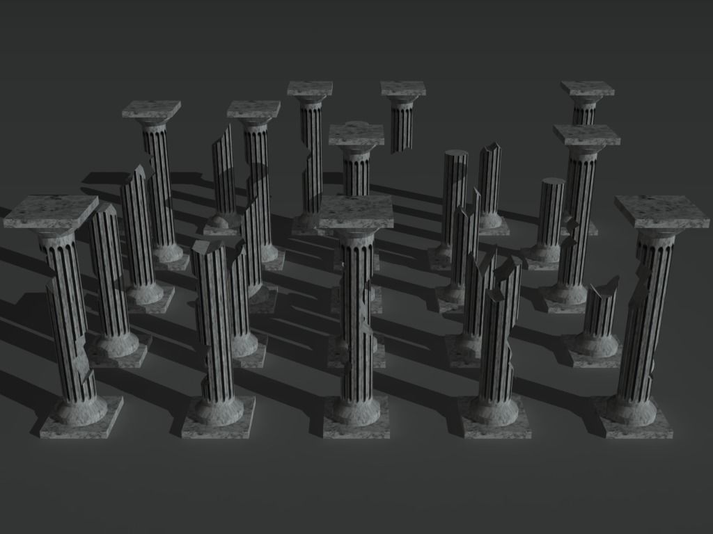 Ruined Columns 1 Low-poly 3D model_7