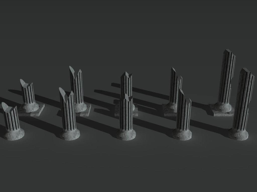 Ruined Columns 1 Low-poly 3D model_2