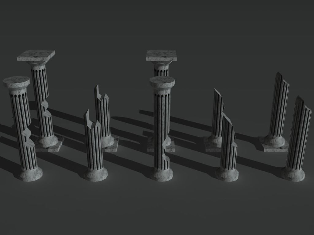 Ruined Columns 1 Low-poly 3D model_3