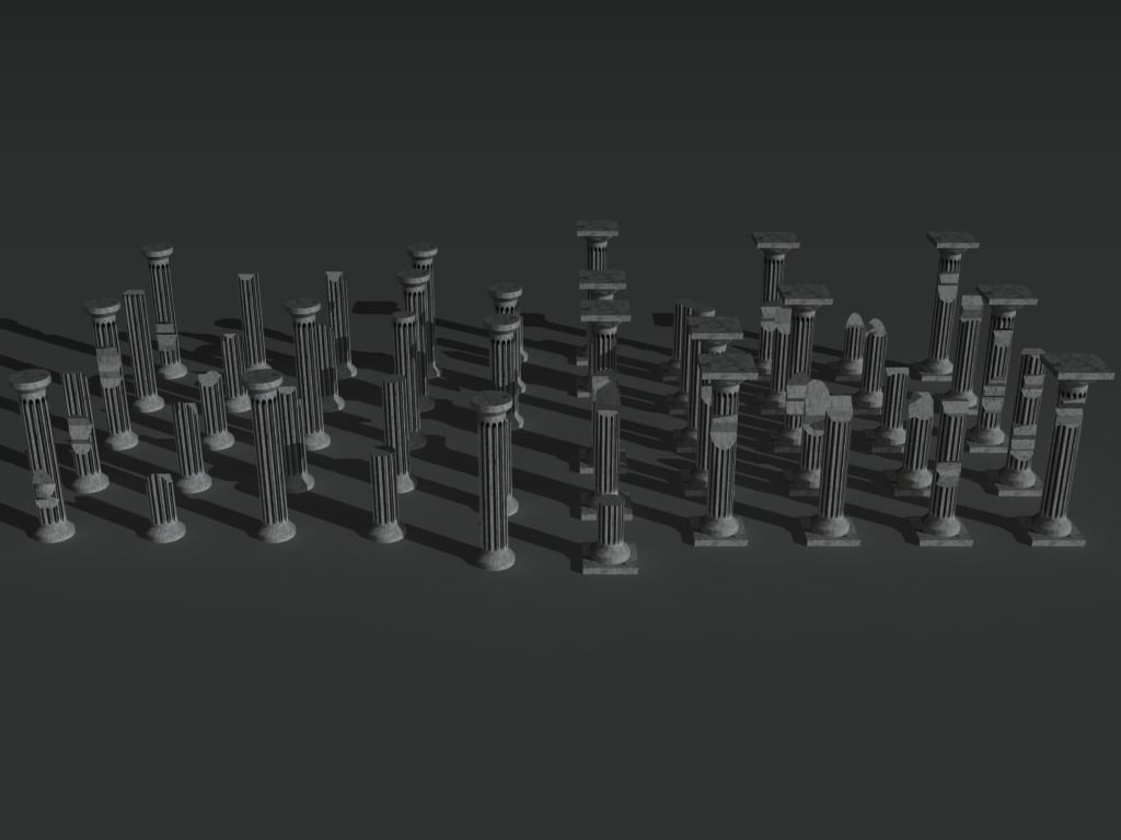 Ruined Columns 1 Low-poly 3D model_8