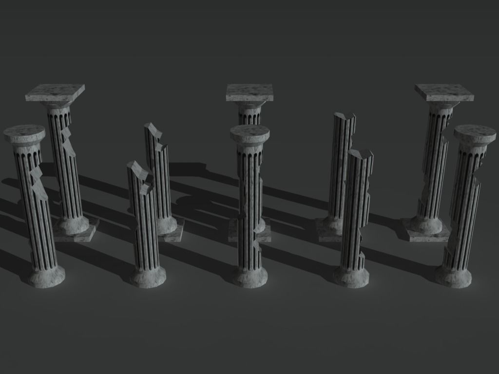 Ruined Columns 1 Low-poly 3D model_1