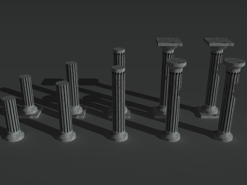 Ruined Columns 1 Low-poly 3D model_4