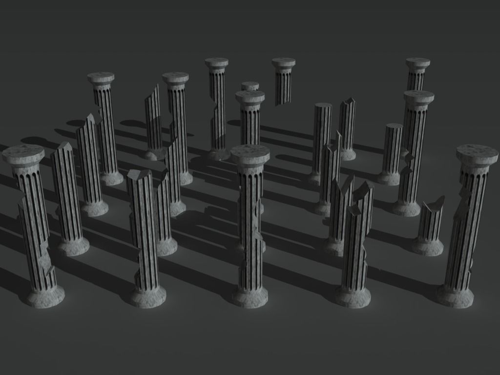 Ruined Columns 1 Low-poly 3D model_6