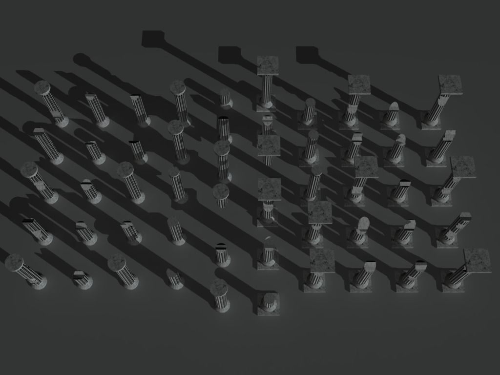 Ruined Columns 1 Low-poly 3D model_9