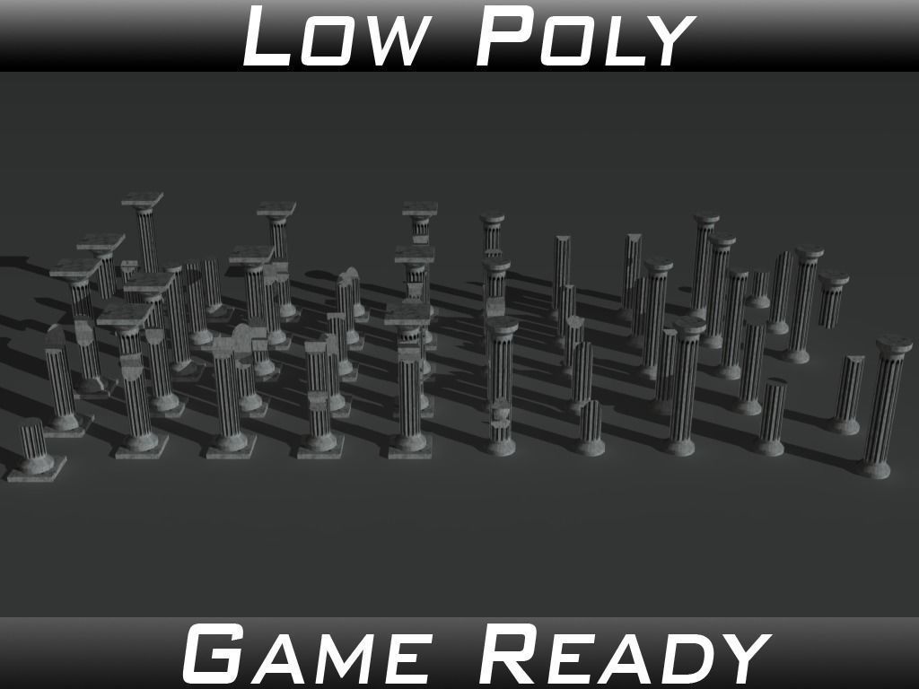 Ruined Columns 1 Low-poly 3D model_0