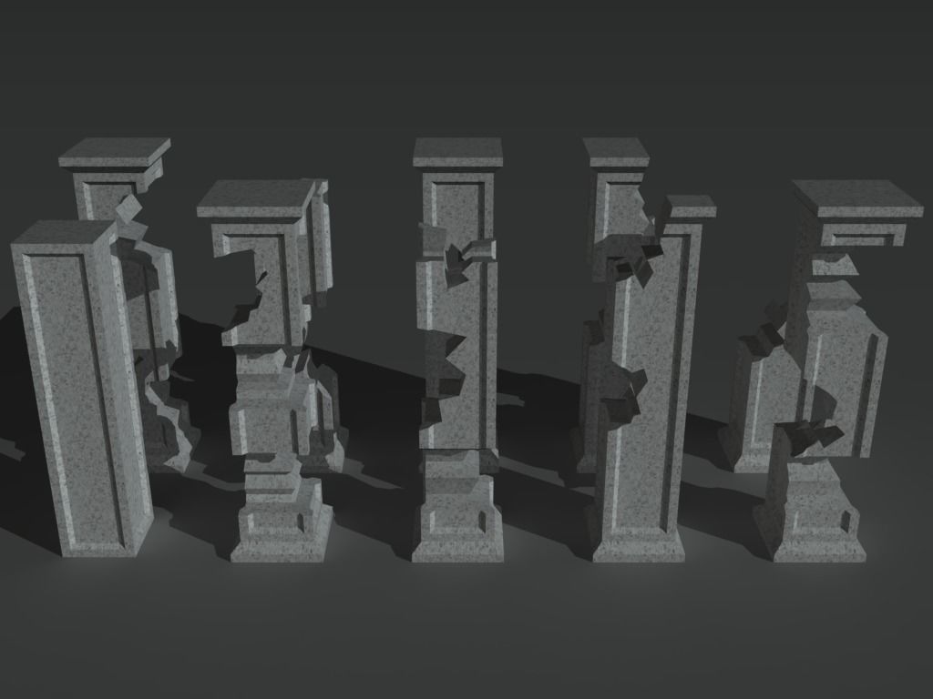 Ruined Columns 2 Low-poly 3D model_5