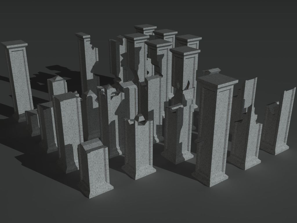 Ruined Columns 2 Low-poly 3D model_7