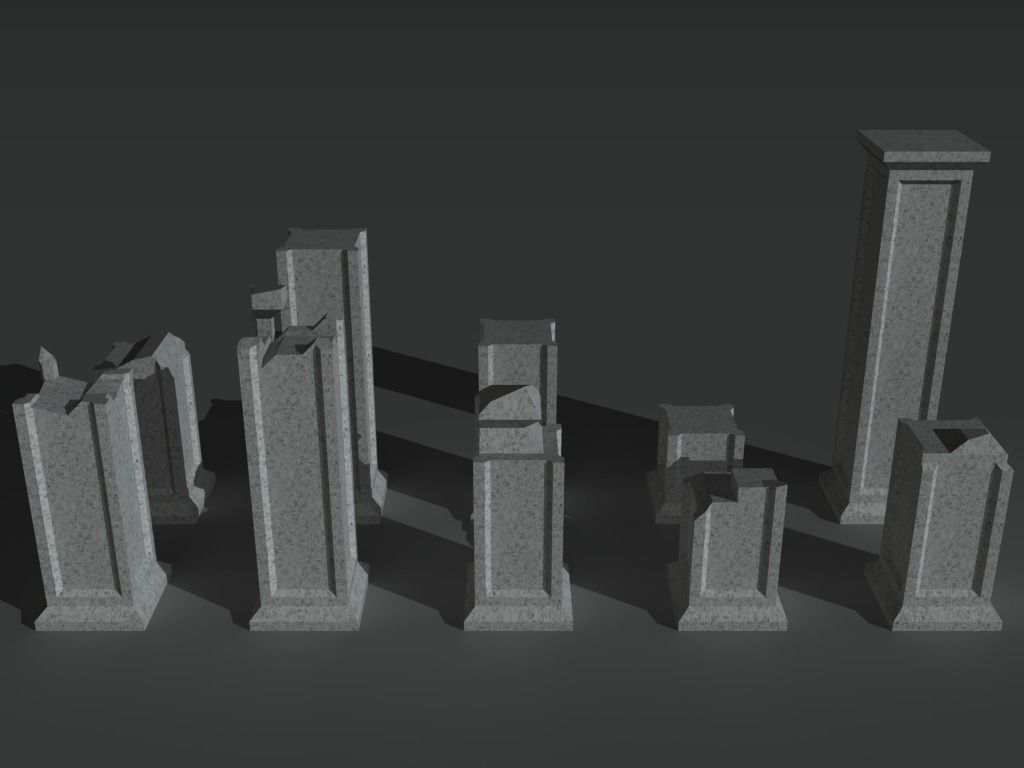 Ruined Columns 2 Low-poly 3D model_1