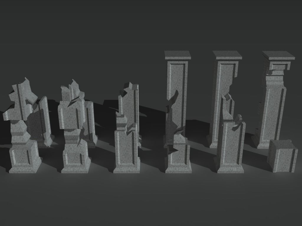 Ruined Columns 2 Low-poly 3D model_3